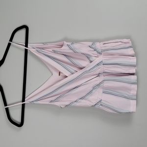 Free People Pink and blue striped v neck strappy tank top
